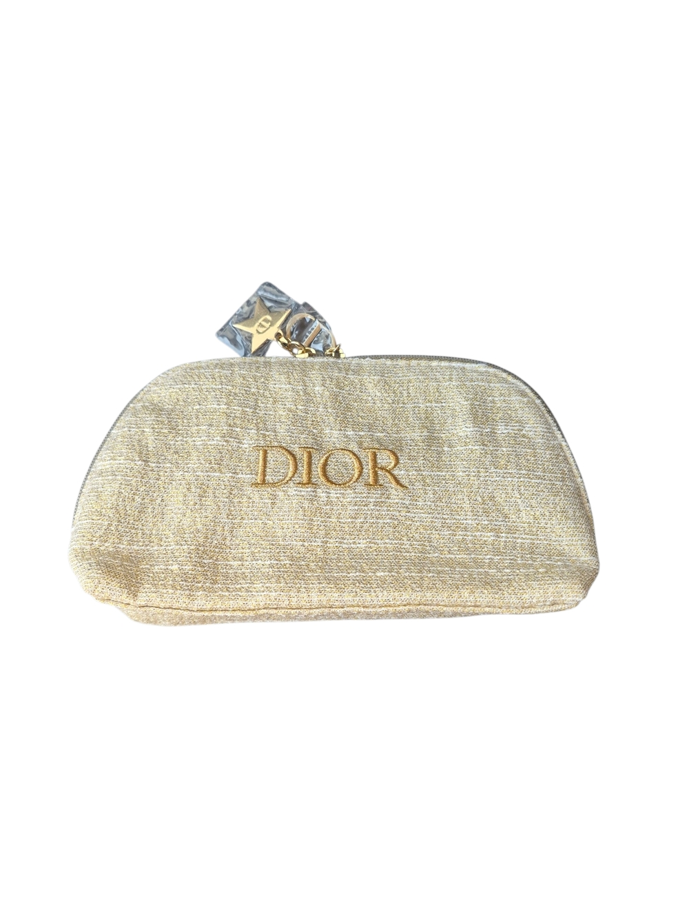 Christian Dior Gold Cosmetic Pouch - Embroidered Logo